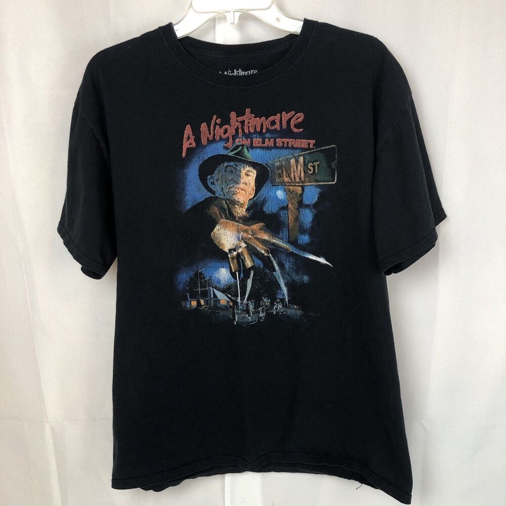 A Nightmare On Elm Street Graphic T-Shirt Freddy Krueger Horror Movie Size Large